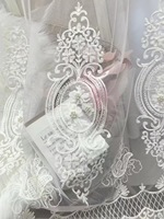 Voilages Prêts à Poser en Gros, Dentelle Rose et Perles, Style Romantique Français, en Polyester pour Chambre, Salon, Balcon