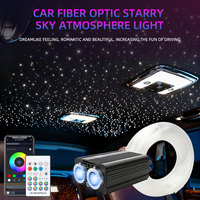 Kit de Luces de Techo de Fibra Óptica de Doble Cabezal con Control Remoto y por Aplicación, Color RGB, 2 Metros, para Techo de Coche, Efecto Cielo Estrellado