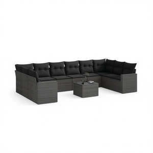 Ensemble de canapés de jardin en rotin gris foncé 6 places, résistant aux intempéries, mobilier d'extérieur au design contemporain - Product Image 1