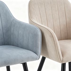 Chaise de salle à manger rembourrée moderne avec pieds en métal noir, assise en tissu, mobilier pour la maison - Product Image 5
