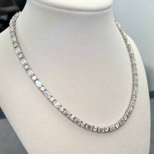 Collar de tenis de plata de ley 925 con moissanita, esmeralda y corte redondo, delicado, para boda, compromiso, fiesta, regalo para novia - Product Image 3