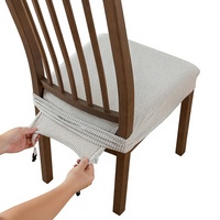 Housse de chaise en polyester jacquard extensible transfrontalière antidérapante à boucle, couleur unie, double élasticité, pour tabouret et coussin