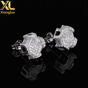 Boucles d'oreilles Hip Hop pour hommes en argent S925 véritable, plaqué or 9K et 24K, micro-pavées de zircon couleur D VVS, style Iced Out - Product Image 4