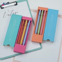 Stylos gel rétractables esthétiques 3 pièces avec boîte en papier colorée et clip intégré – Ensemble d'écriture minimaliste pour le bureau, l'école ou comme cadeau