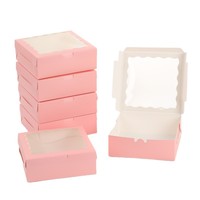 Boîte cadeau carrée pliable en papier spécial avec fenêtre, de qualité alimentaire, pour gâteaux et desserts - Vide
