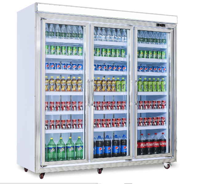 Supermarket Commercial Cooler Upright Fridge Glass Door Drink Showcase Display Refrigerator