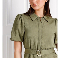 Robe d'été décontractée pour femme, unie, tissée, respirante, avec ceinture naturelle et boutons sur le devant - Conception personnalisée ODM