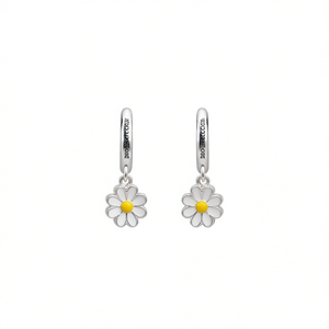 Pendientes colgantes de flores de oro blanco Moussiercoco para mujer, joyería bonita de moda E4145 - Product Image 1