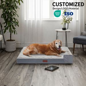 Wasbare hondenbed met antislip bodem, waterdichte binnenhoes, eierkrat schuim, duurzame huisdiermat - Product Image 2