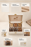 Boîte Cadeau de Luxe en Cuir PU avec Logo Personnalisé, 6 Compartiments, pour Noix, Dattes, Fruits Secs, Emballage Arabe Ramadan Aïd, OEM