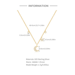 Collar de Mujer CANNER Chapado en Oro de 18K con Plata de Ley 925, Estrella, Luna, Diamante y Circonita Cúbica - Product Image 2