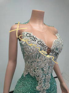 Vestido de Noche Largo de Satén Negro con Escote Alto y Cristales Brillantes MF Sparkly, Vestido de Gala Americano para Adultos, Natural 2025 - Product Image 5