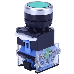 Công Tắc Nút điều khiển Bảng điều khiển 22mm màu xanh lá cây tự thiết lập lại nút chuyển đổi LA38-11 phẳng đầu đẩy nút chuyển mạch - Product Image 1