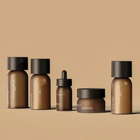 Flacons de soin en PETG dégradé givré 30/50/100/120/150ml avec compte-gouttes et pompe, ensemble d'emballage cosmétique vide avec boîte en papier personnalisée