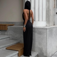 Nouvelles Robes d'été pour femmes en gros – Robe longue sans manches à capuche, coupe ajustée, décolleté plongeant en V, dos nu, sexy et élégante pour soirée