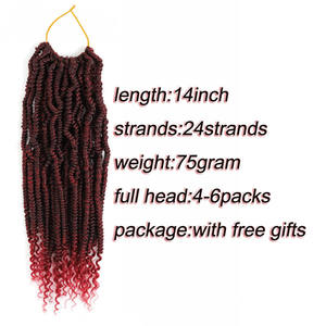 14 pouces 24 brins faisceaux synthétiques Passion Twist cheveux <span class=keywords><strong>Freetress</strong></span> Crochet tresse cheveux pour les femmes africaines Bomb Twist perruques - Product Image 4