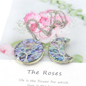 Suxuan-Colgante de árbol de la vida con forma de media luna, collar de cuarzo con diseño de concha de abulón de mar Natural, alambre envuelto - Product Image 3