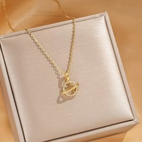 Ensemble de bijoux polyvalent simple zircone acier inoxydable planète pendentif collier