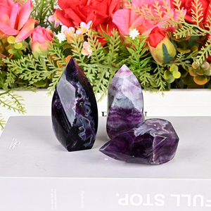 Vente en gros de pierres de fluorite naturelle sculptées en forme de flamme, style Feng Shui, décoration d'intérieur, artisanat en cristal - Product Image 3