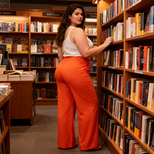 <span class=keywords><strong>Pantaloni</strong></span> da donna taglie forti <span class=keywords><strong>in</strong></span> <span class=keywords><strong>lino</strong></span> <span class=keywords><strong>misto</strong></span> Comfort con cinturino elastico <span class=keywords><strong>in</strong></span> vita con cerniera a mosca funzionale tasche inclinate sul retro - Product Image 2