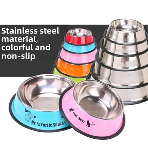 Fabrik-Großhandel Rutschfester Edelstahl-Futternapf mit Buntem Cartoon-Hundemuster für Hunde und Katzen - Product Image 1