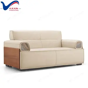 Beige Sofa Leather Marble Decoration Steel Leg Leather 1+2+3 Seat Office Sofa Sectional Furniture Sofa Set