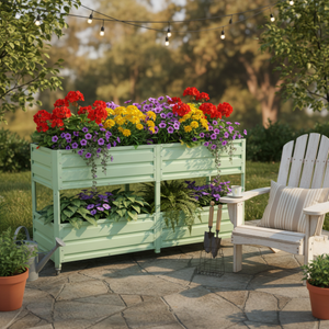 Jardinière surélevée en métal galvanisé à 2 niveaux avec pieds pour fleurs, herbes et légumes, entrepôt USA - Product Image 4