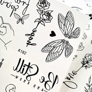 Tatouages temporaires minimalistes à lignes noires, petits autocollants floraux, autocollants pour fête de plage, festival de musique EDM, autocollants sexy pour le corps - Product Image 4