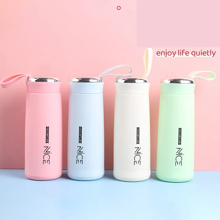 Macaron Macaron glass water bottle 400ml Glass Water Bottle with silicone sleeve cover