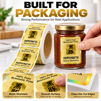 Étiquettes personnalisées en feuille d'or, autocollantes en rouleau en PET métallisé pour bocaux alimentaires, emballage de produits et image de marque