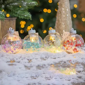 Decorazione luminosa palla albero di natale decorazione ciondolo palla di natale trasparente palla di plastica di natale stringa led per esterni