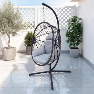 Sedia a dondolo pieghevole KD con supporto, facile da montare, capacità 150 kg, per interni ed esterni, con logo OEM, direttamente dalla fabbrica - Product Image 1