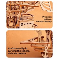 Boîte à musique Hamaileon en forme de dirigeable, modèle 3D en bois à rotation mécanique, puzzle à assembler, 51-100 pièces, jouet artisanal DIY, cadeau
