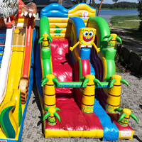 Toboggan gonflable Bob l'éponge pour enfants et adultes, grand château gonflable commercial, château gonflable de jardin, trampoline extérieur