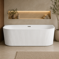 Baignoire à immersion en acrylique à panneau cannelé mural avec texture côtelée verticale pour niche murale de salle de bain moderne – Vente en gros