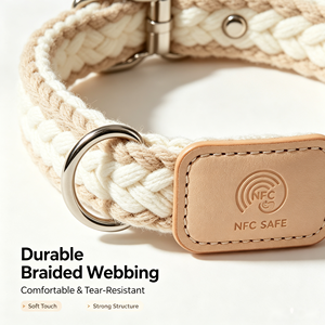 Collier tissé réglable pour chien avec puce NFC et boucle en cuir pour chiens de petite, moyenne et grande taille - Product Image 6