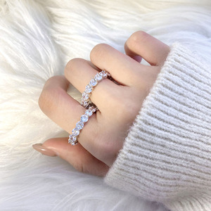 FOXI takı yüzükler toptan toplu moda takı Simulated ty simüle elmas yüzük <span class=keywords><strong>Eternity</strong></span> Band 5A zirkon yüzük takı kadınlar için - Product Image 3