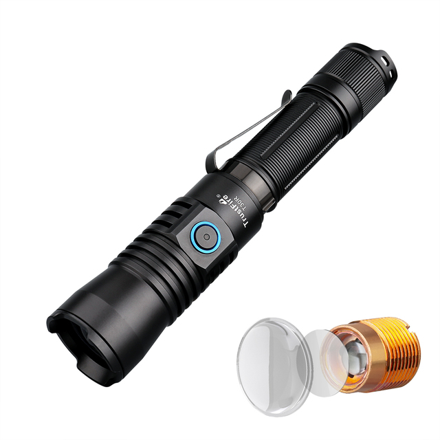 T30R LEP Tactical Flashlight 460 Lumens Laser 1100M Beam Range Rechargeable Aluminum Alloy 6061-T6 IP68 Camping 4 Modes 3-Year