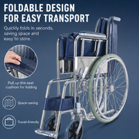 Fauteuil roulant standard AndCare en acier 18'' 20'' 22'' pour personnes âgées et handicapées - Fournitures de réadaptation thérapeutique avec siège rembourré en vinyle