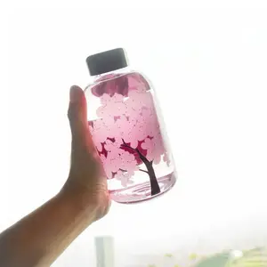 रंग बदलते सकुरा गर्म पानी की बोतल पोर्टेबल यात्रा जिम पर्यावरण हितैषी बोतल ग्लास कंटेनर पानी