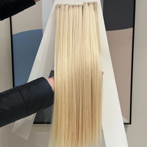 <span class=keywords><strong>Alano</strong></span> Thin Invisible Double Drawn Russian Genius Weft Extensiones de cabello #60 Rubio Colorido Extensión de cabello de trama plana - Product Image 1