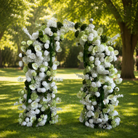 Piliers de fleurs artificielles : Rose blanche et Hortensia vert – Décoration florale sur pied pour arche de mariage et événements