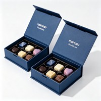 Boîte d'emballage à rabat de haute qualité, fermeture magnétique personnalisée, emballage de chocolat, boîte à bonbons multi-compartiments avec logo personnalisé