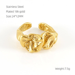 Anpassbare Ringe 18 Karat vergoldeter geometrischer Lava-<span class=keywords><strong>Ring</strong></span> Mode Herren Damen Edelstahl ringe - Product Image 2