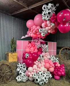 Bunte Macaron Farbe heilige Kuh Bauernhof Tier Thema Ballon Bogen Girlande Kit für Mädchen Baby party eine erste Geburtstags feier Dekor