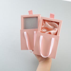 Eco-friend Custom Logo Slide Drawer Bracelet Jewellery Box with Ribbon Handle Gift Bag Jewelry <b>Boxes</b> Packaging Necklace <b>Ring</b> - Product Image 2