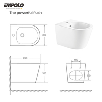 Empolo Luxe Design Moderne Bidet Mural Blanc Brillant Commode Affleurante en Céramique pour Hôtels Wc Allongé P-Trap Filigrane Certifié