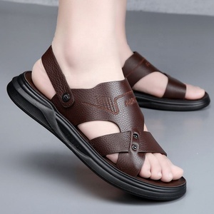 Sandales à lanières HQY en similicuir noir, semelle intermédiaire en mousse, semelle extérieure légère en EVA antidérapante, bout ouvert, couleur unie, mode estivale - Product Image 4