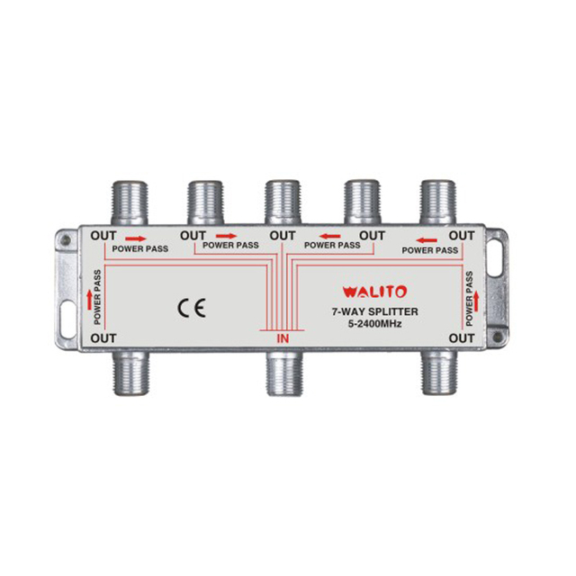 High Quality 7 Way All-Band RF Splitter F-Female Nickel Plated Zinc Diecast Casing 5-2400MHz Video Splitters & Converters