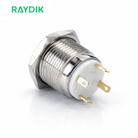 Bouton poussoir halo en acier inoxydable éclairé par LED, étanche IP65, à verrouillage, 19 mm 22 mm, pour machines industrielles